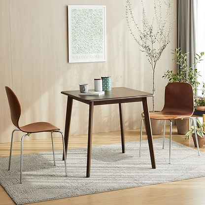 Livinia Canberra 27.6" Square Wooden Dining Table/Mid Century Modern Malaysian Oak Kitchen Table (Walnut) Table Only