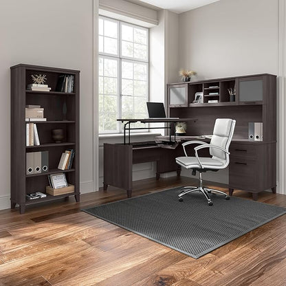Bush Furniture Somerset 72W L Shaped Desk with Hutch in Storm Gray