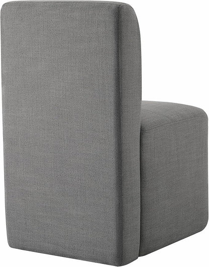 CHITA Dining Chairs with Casters Set of 2, FSC Certified Upholstered Armless Modern Rolling Dining Chairs with Rollers for Bedroom Reading Room Living Room, Grey