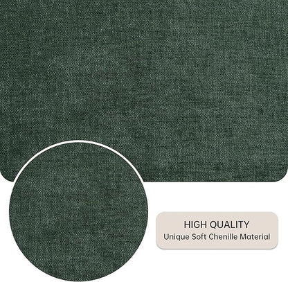 VKNOW Upholstered Dining Chairs Set of 6, Modern Dining Room Chairs, Linen Kitchen Chair Dinner Chair with Black Metal Base for Kitchen Office, Green-Unstriped