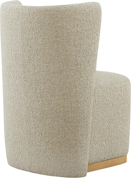 CHITA Upholstered Rolling Dining Chair on Casters Set of 2, FSC Certified Modern Fabric Dining Chair with Casters, Boucle Dining Chairs for Reading Room Waiting Room Kitchen Dining Room, Oatmeal
