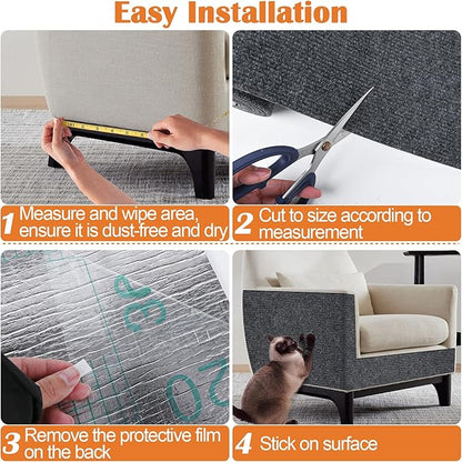 Cat Scratch Furniture Protector - 100" x 17" Trimmable Self-Adhesive Cats Claws Scratch Pads, DIY Cat Climbing Couch Protector for Scratch Post Cat Tree Replacement Indoor (Dark Gray)