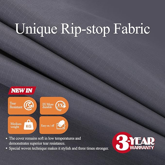 WJ-X3 Waterproof Patio Sofa Cover for 3-Seater Couch, Heavy Duty & UV Resistant, Windproof, 87" W x 42" D x 35" H, Grey