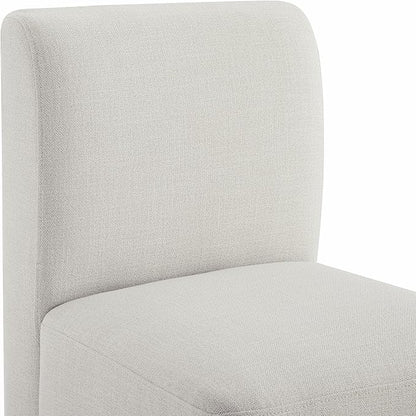 CHITA Dining Chairs with Casters Set of 2, FSC Certified Upholstered Armless Modern Rolling Dining Chairs with Rollers for Bedroom Reading Room Living Room, Linen