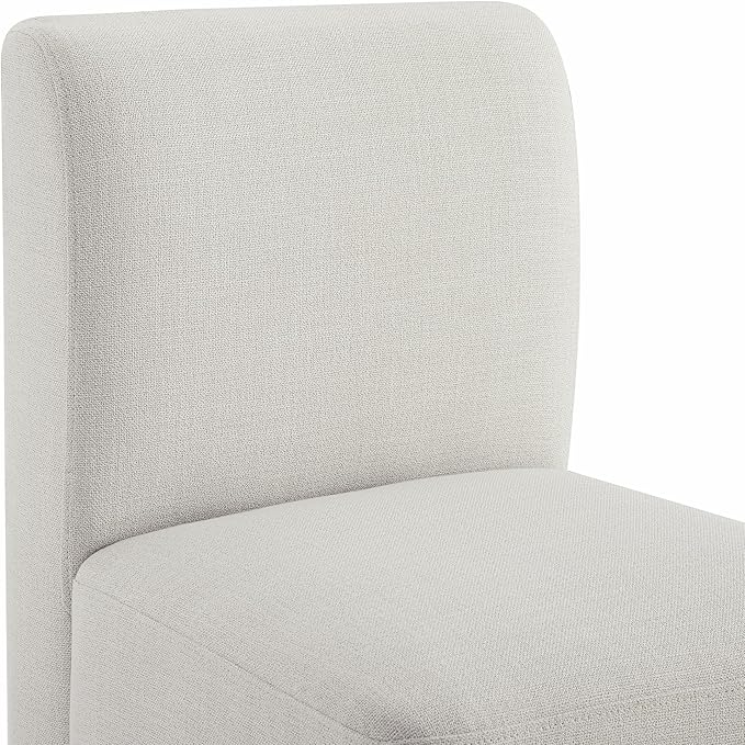 CHITA Dining Chairs with Casters Set of 4, FSC Certified Upholstered Armless Modern Rolling Dining Chairs with Rollers for Bedroom Reading Room Living Room, Linen
