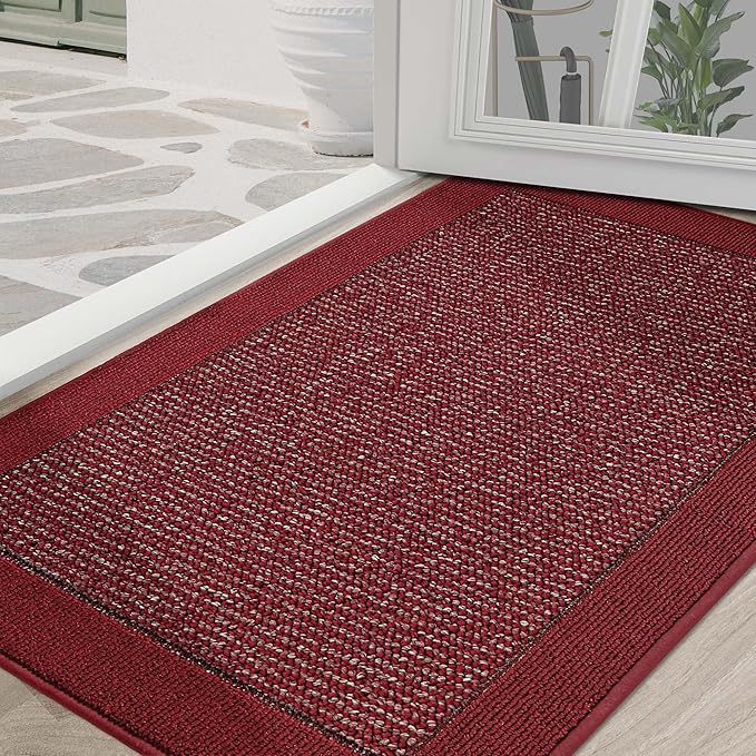 BEQHAUSE Indoor Door Mat 36" x 60", Dirt Trapper Door Mats Non-Slip Entryway Rugs Washable, Resist Dirt Absorbent Welcome Mat, Low Profile Floor Mats for Front Back Door and Entryway, Red