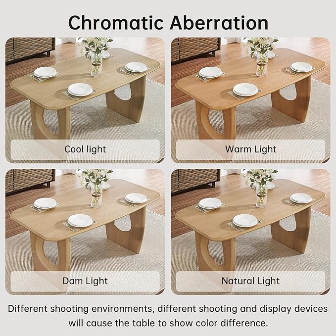 Morden Fort Modern Dining Table Set for 4, 68'' Rectangle Dining Table with 4 Chairs, Kitchen Table with Pedestal Base, Dinner Table for Dining Room, Kitchen, Living Room (Natural)