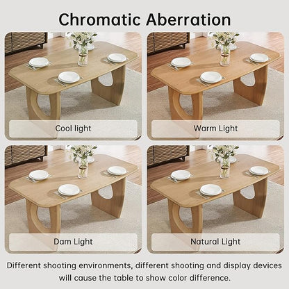 Morden Fort Modern Dining Table Set for 4, 68'' Rectangle Dining Table with 4 Chairs, Kitchen Table with Pedestal Base, Dinner Table for Dining Room, Kitchen, Living Room (Natural)