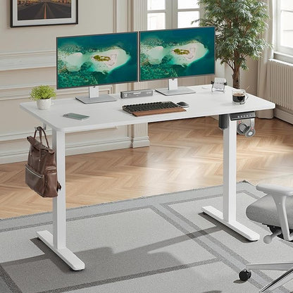 Casaphoria 48 x 24 inches Electric Standing Desk, Sit to Stand Desk with Memory Height Adjustment, Home Office Computer Desk for Writing and Games, White