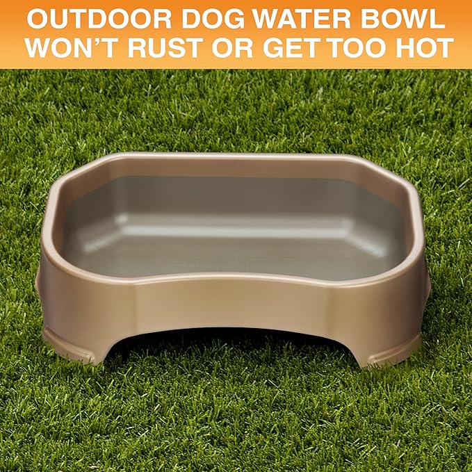 Neater Pet Brands Large Water Bowl for Dogs, Outdoor Dog Water Bowl (1.25 Gallon Extra-Large Capacity), Big Trough Style Food Dish for Indoors or Outside, No Spill Large Dog Bowls, Champagne