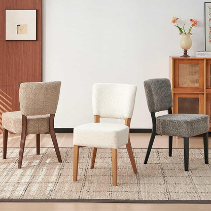 Howtek Modern Dining Chairs Set of 4 with 6.3" Thick Seat Cushions, Space-Saving Stackable Upholstered Kitchen Chairs, Ergonomic Backrest & Wood Grain Metal Legs, Brown