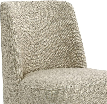 CHITA Upholstered Rolling Dining Chair on Casters Set of 2, FSC Certified Modern Fabric Dining Chair with Casters, Boucle Dining Chairs for Reading Room Waiting Room Kitchen Dining Room, Oatmeal