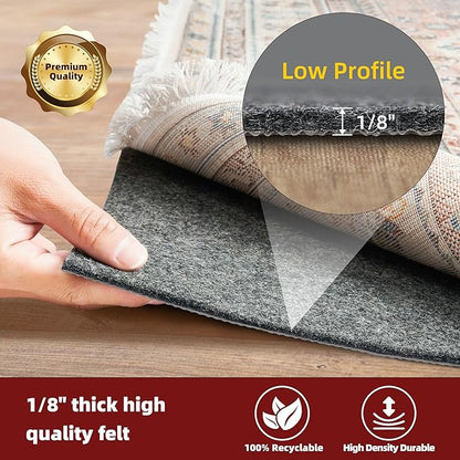 BAGAIL Felt and Natural Rubber Backing Rug Pads 1/8” Thick, Round 6 Feet Non Slip Rug Gripper Keep Rugs in Place, Under Area Rug Protective Cushioned Pads, Carpet Runners, Hardwood Floors Protection