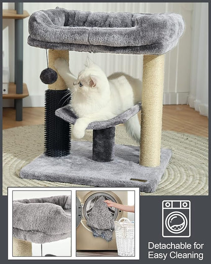 Hoopet cat Tree Tower,cat Scratching Post for Indoor Cats,Featuring with Super Cozy Perch,Cat Self Groomer and Interactive Dangling Ball Great for Kittens and Cats