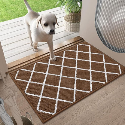 Finchitty Indoor Door Mat, Dirt Resistant and Absorbent, Low-Profile, Non-Slip, Washable Inside Floor Mats for Front Door, Back, and Entrance, 59" x 35", Coffee