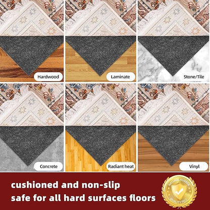 BAGAIL Felt and Natural Rubber Backing Rug Pads 1/8” Thick, 3 x 5 Ft Non Slip Rug Gripper Keep Rugs in Place, Under Area Rug Protective Cushioned Pads, Carpet Runners, Hardwood Floors Protection