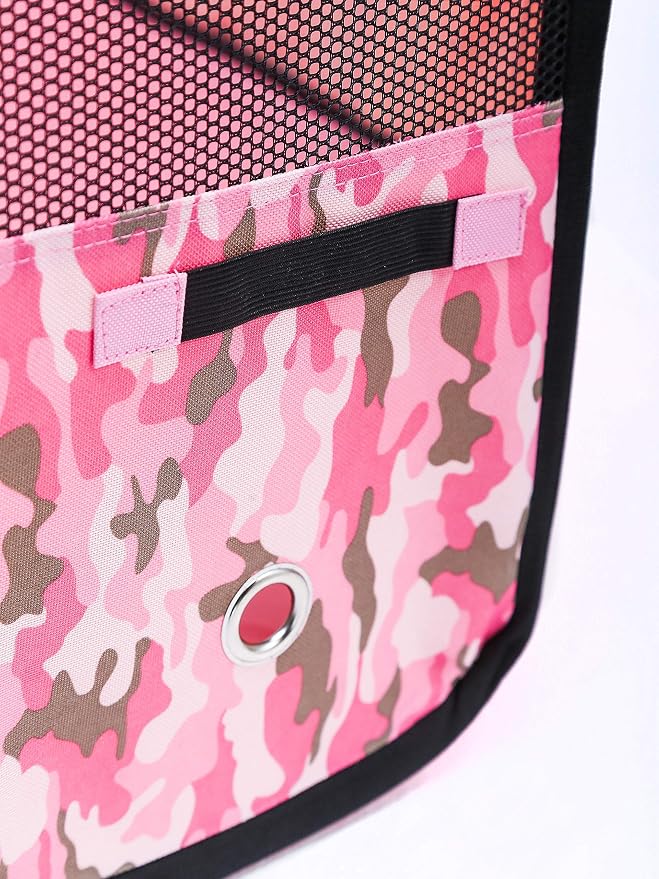 Pawer 45”×24” 8-Panel Foldable Pet Playpen, Pink Camouflage Pattern, Personalize Fabric Piece Available, for Cat/Dog/Puppy, 600D Oxford Cloth Portable Indoor & Outdoor Kennel with Carry Bag