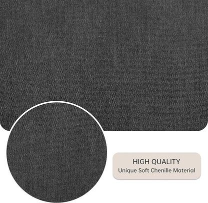 VKNOW Upholstered Dining Chairs Set of 4, Modern Dining Room Chairs, Linen Kitchen Chair Dinner Chair with Black Metal Base for Kitchen Office, Dark Grey-Unstriped