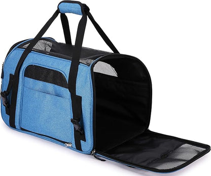 EliteField Soft Sided Pet Carrier (3 Year Warranty, Airline Approved), Multiple Sizes and Colors Available (17" L x 9" W x 12" H, Sapphire Blue)