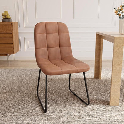 Dining Chairs Set of 4, Modern Kitchen Faux Leather Dining Room Chair for Kitchen Living Dining Room (4 Brown)