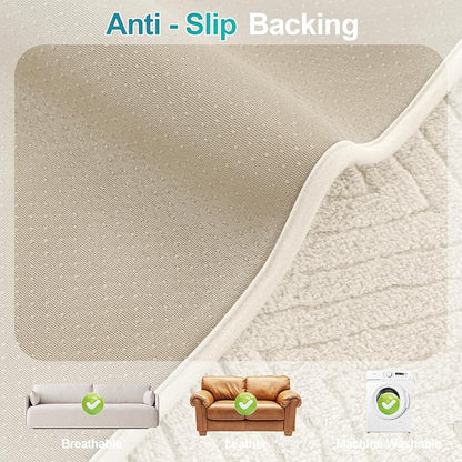 Turquoize Waterproof Couch Cover for Dogs Fuzzy Pet Couch Covers for Sofa Thick Dog Bed Cover Non-Slip Sofa Covers for 3 Cushion Couch Protector Slipcover Pet Friendly (Beige, 36" x 96")