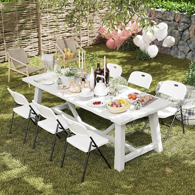 30 Pack Folding Chair, 800 Weight Limit Heavy Duty Plastic Folding Chair Portable Seating for Indoor Outdoor Events, Wedding, Party, Restaurant, Meeting Room White