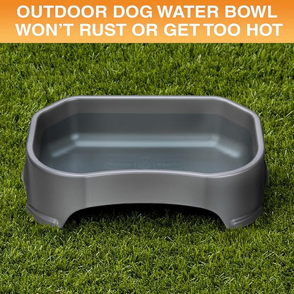 Neater Pet Brands Large Water Bowl for Dogs, Outdoor Dog Water Bowl (1.25 Gallon Extra-Large Capacity), Big Trough Style Food Dish for Indoors or Outside, No Spill Large Dog Bowls, Gunmetal Grey