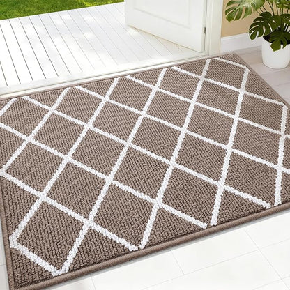 Finchitty Indoor Door Mat, Dirt Resistant and Absorbent, Low-Profile, Non-Slip, Washable Inside Floor Mats for Front Door, Back, and Entrance, 32" x 20", Brown