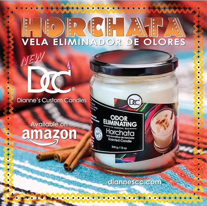 Horchata Odor Eliminating Highly Fragranced Candle - Eliminates 95% of Pet, Smoke, Food, and Other Smells Quickly - Up to 80 Hour Burn time - 12 Ounce Premium Soy Blend