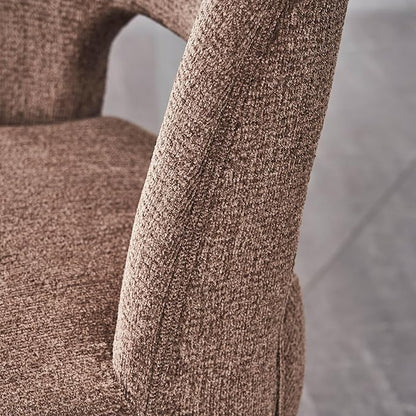VKNOW Wooden Dining Chairs Set of 4, Modern Fabric Upholstered Dining Room Chair Kitchen Chairs, Farmhouse Dinner Chair for Kitchen Dining Room, Brown