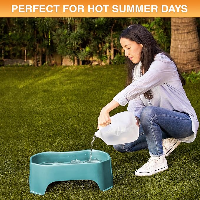 Neater Pet Brands Extra Large Water Bowl for Dogs, Outdoor Dog Water Bowl (2.25 Gallon Extra-Large Capacity), Big Trough Style Food Dish for Indoors or Outside, No Spill Large Dog Bowls, Aquamarine