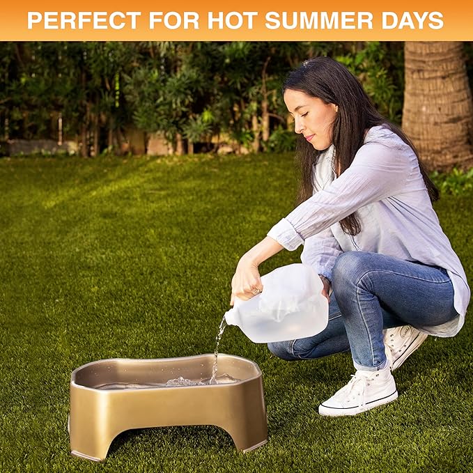 Neater Pet Brands Extra Large Water Bowl for Dogs, Outdoor Dog Water Bowl (2.25 Gallon Extra-Large Capacity), Big Trough Style Food Dish for Indoors or Outside, No Spill Large Dog Bowls, Champagne