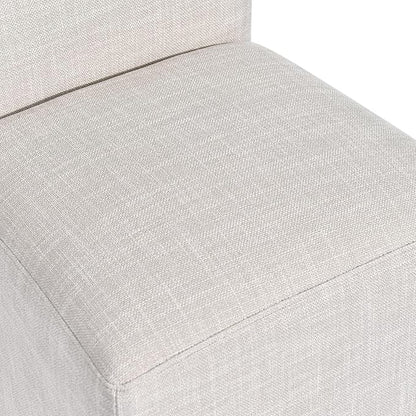 DUHOME Upholstered Dining Chair with Casters,Armless Modern Rolling Linen Dining Chairs with Wheels for Dining Room Bedroom Reading Room Living Room