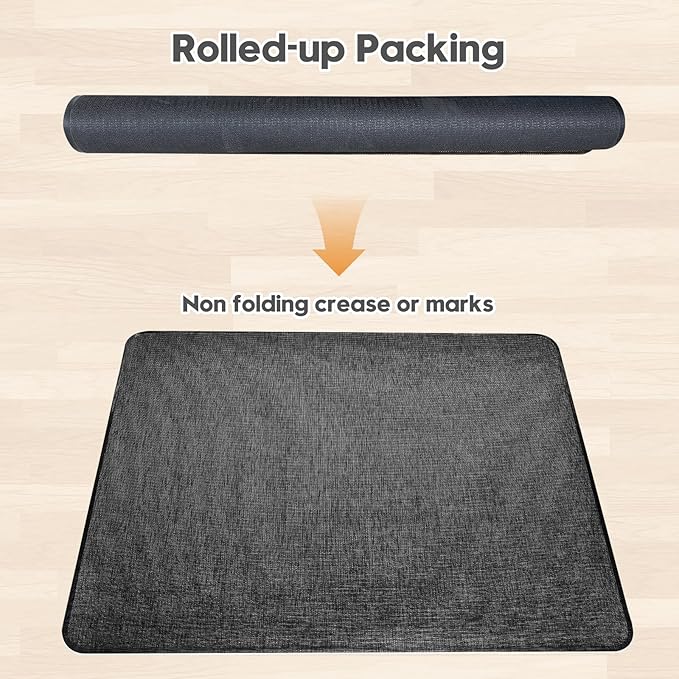 Sycoodeal Office Chair Mat for Hardwood & Tile Floor,Computer Gaming Chair Mat for Rolling Chairs Non-Curve, Anti-Slip, Heavy Duty Floor Protector for Home Office,Dark Black (48" x 60")
