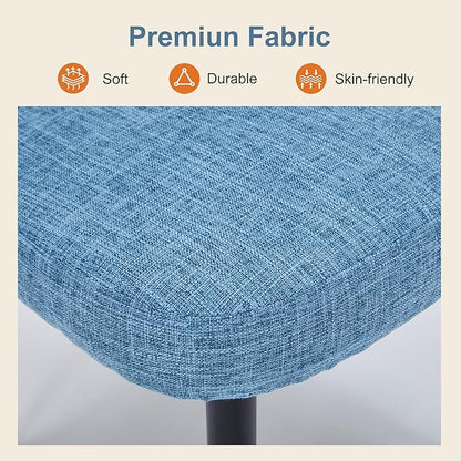 Modern Dining Chairs, Fabric Upholstered Accent Kitchen Chairs with Comfy Padded Seat & Sturdy Metal Legs, Side Farmhouse Chairs for Dining Room, Living Room, Restaurant (Blue, Set of 4)