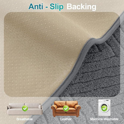 Turquoize Waterproof Couch Cover for Dogs Fuzzy Pet Couch Covers for Sofa Thick Dog Bed Cover Non-Slip Sofa Covers for 3 Cushion Couch Protector Slipcover Pet Friendly (Grey, 36" x 84")