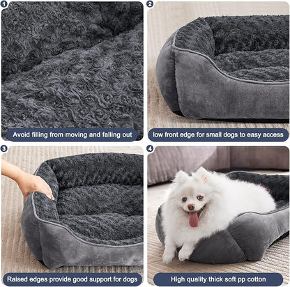 JOEJOY Rectangle Dog Bed for Large Medium Small Dogs - Washable Orthopedic Sofa Bed, Soft Breathable Puppy & Pet Cuddler, Durable Calming Dog Bed with Anti-Slip Bottom, Multiple Sizes, Dark Grey
