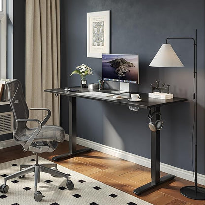 Agilestic Electric Standing Desk, Large 60 x 24 Inches Height Adjustable Desk, Sit Stand up for Work Office Home, Ergonomic Rising Gaming Computer Table with Memory Preset, Black
