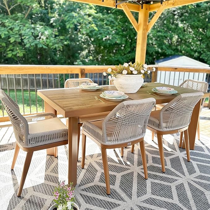 PURPLE LEAF Patio Dining Chair Set 2 Pieces Aluminum Modern Furniture Seating for Garden Kitchen Porch Outdoor Wicker Dining Chairs with Sunbrella Cushions