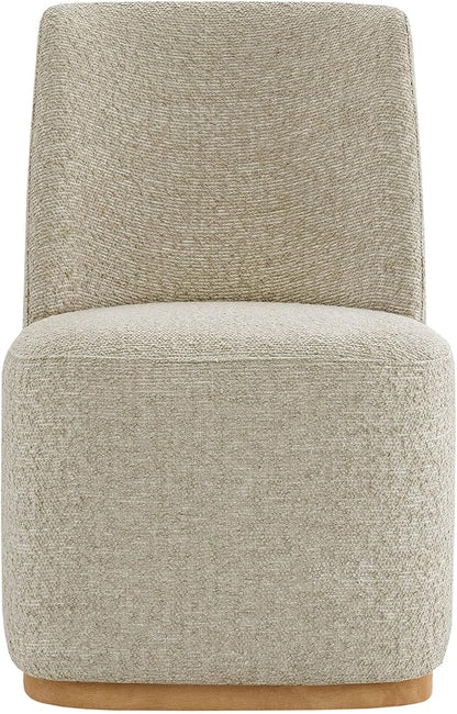 CHITA Upholstered Rolling Dining Chair on Casters Set of 2, FSC Certified Modern Fabric Dining Chair with Casters, Boucle Dining Chairs for Reading Room Waiting Room Kitchen Dining Room, Oatmeal