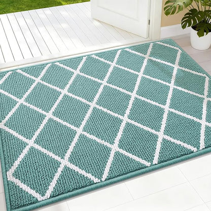 Finchitty Indoor Door Mat, Dirt Resistant and Absorbent, Low-Profile, Non-Slip, Washable Inside Floor Mats for Front Door, Back, and Entrance, 32" x 20", Sage Green