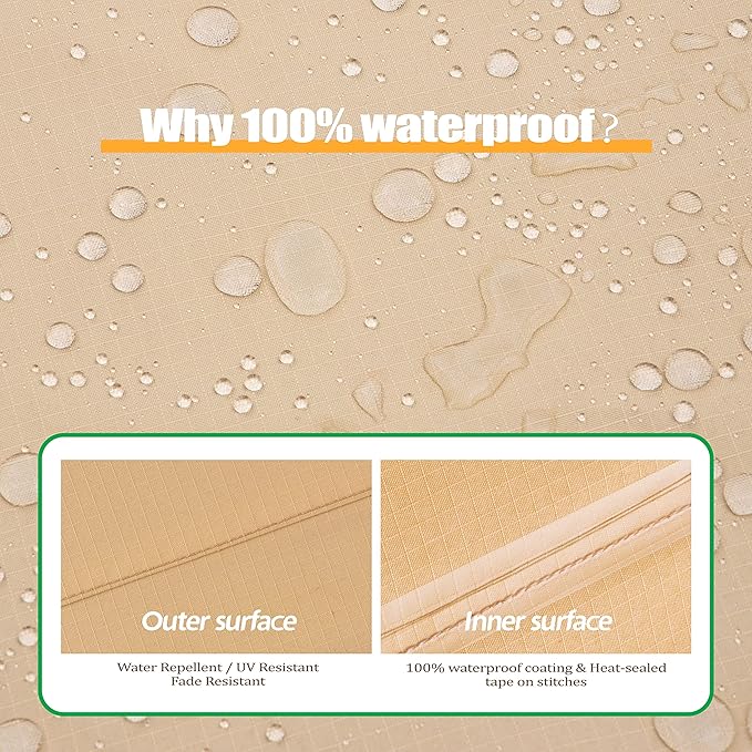 F&J Outdoors Waterproof Anti-UV Heavy Duty Rip-stop Fabric Extra Large Patio Furniture Covers, 140"x86"