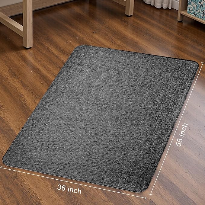 Sycoodeal Office Chair Mat for Hardwood & Tile Floor,Computer Gaming Chair Mat for Rolling Chairs Non-Curve, Anti-Slip, Heavy Duty Floor Protector for Home Office,Black (36" x 55")