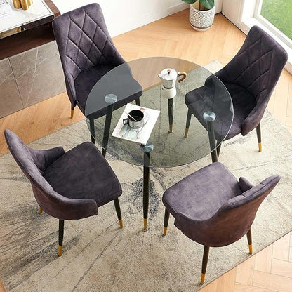 NORDICANA Upholstered Velvet Dining Chair Set of 4, Smoky Gray Armless Side Chair with Metal Legs for Home Kitchen