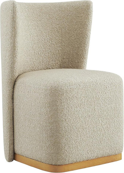 CHITA Upholstered Rolling Dining Chair on Casters Set of 2, FSC Certified Modern Fabric Dining Chair with Casters, Boucle Dining Chairs for Reading Room Waiting Room Kitchen Dining Room, Oatmeal