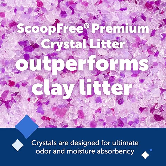 PetSafe ScoopFree Premium Crystal Cat Litter - Outperforms Clay Litter - Refill Packs - Reusable Tray Compatible - Lavender Scent - 4.3 lb Bags - 2 Pack