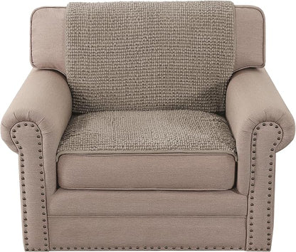 H.VERSAILTEX Plush Chenille Couch Armrest Cover 2 Packs Thick and Soft Sofa Covers Furniture Protector Cover for Pets (27.5" x 27.5", Taupe)
