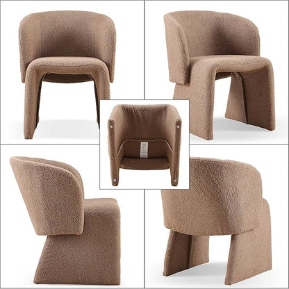 Barrel Dining Kitchen Chairs Set of 2, Modern Mid Century Living Room Chairs Upholstered Round Backrest Accent Side Chairs Comfortable for Dining Room, Cafe,Brown