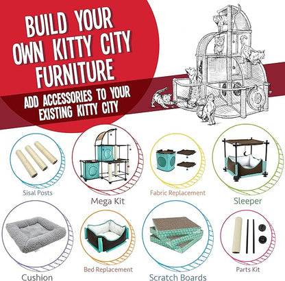 Kitty City Claw Indoor Mega Kit Cat Furniture, Corrugate Cat Scratcher, Cat Bed