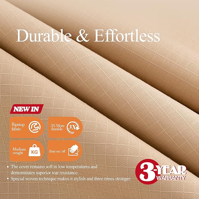 WJ-X3 Large Rectangular Outdoor Sectional Furniture Set Cover Waterproof, Dining Table Cover Wind Resistant, 160W x 90D x 36H in, Beige